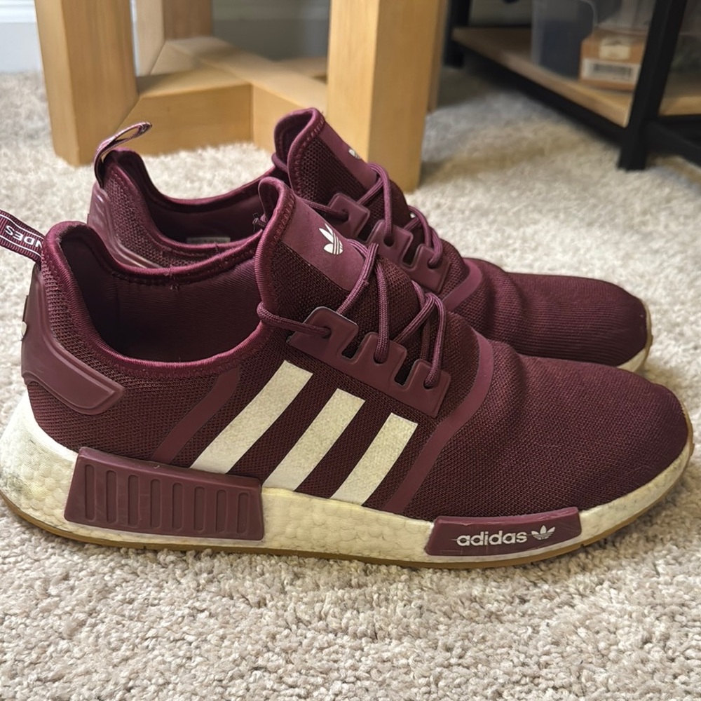 Adidas Red and White Sneakers Sleek Knit Design